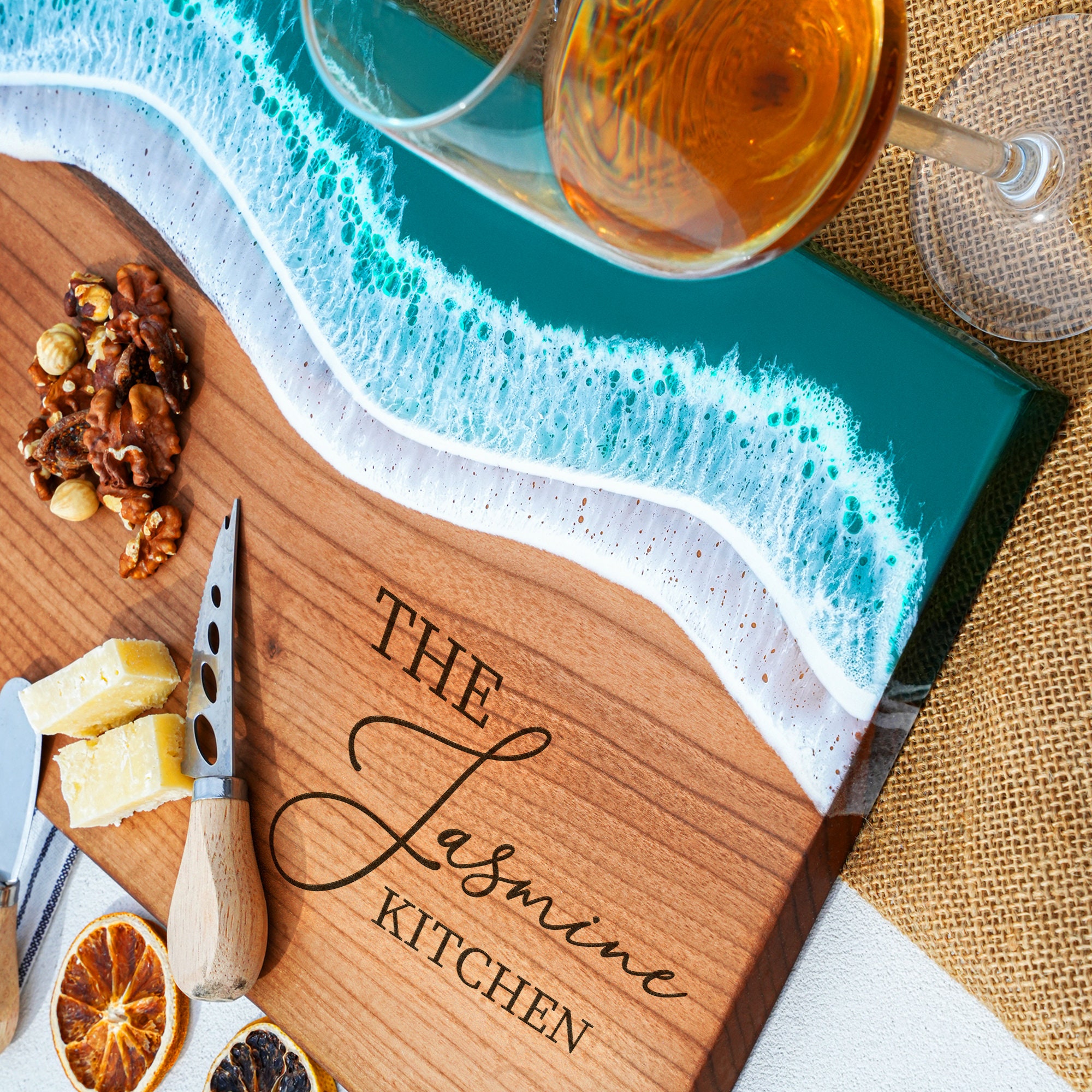 Personalized Mother's Day Gift, Mom Kitchen Gifts, Personalized Epoxy Resin Cutting Board, Custom Mom Gift, Grandmom Gifts, Gift for Her