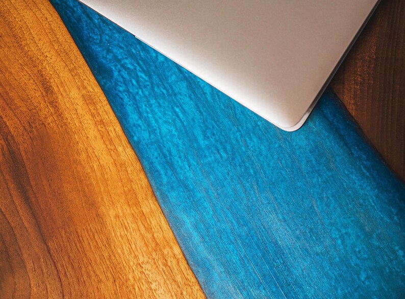 Custom Epoxy River Standing Desk, Live Edge Walnut Solid Wood Desk Top, Epoxy Resin Walnut Stand up Desk, Home Office Handmade Furniture image 6
