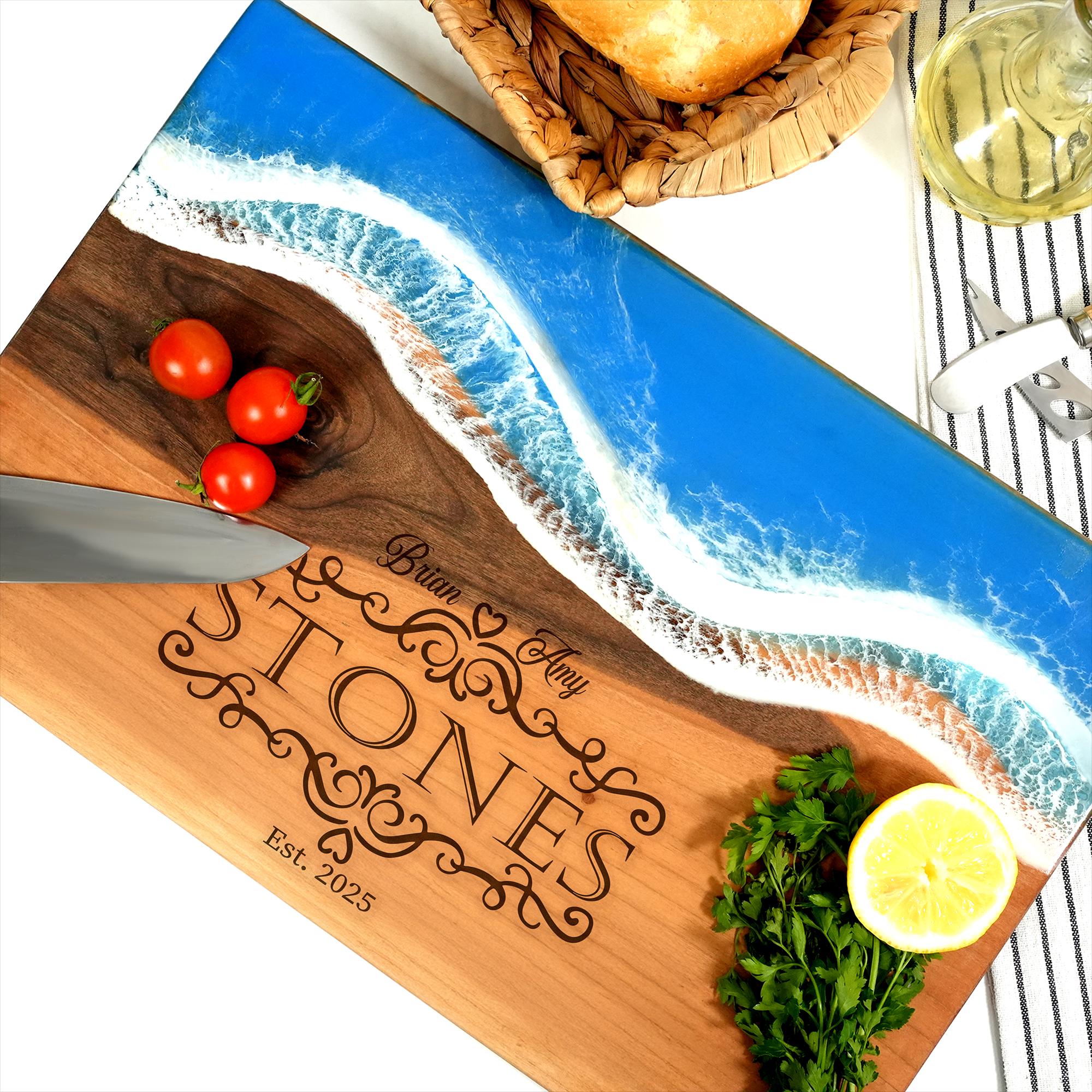 Personalized Resin Ocean Cutting Board, Christmas Gift for Couple ...