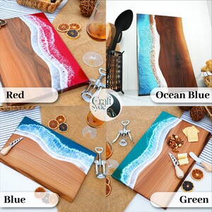 Personalized Mother's Day Gift, Custom Resin Epoxy Cutting Board, Grandmom Gifts, Mom Gift Idea, Mother in Law Gifts, Ocean Serving Board image 7