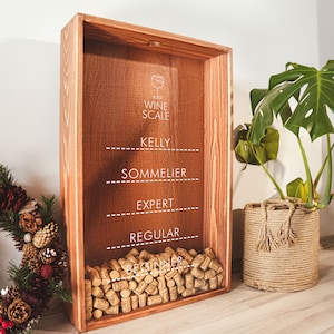 Personalisierte lustiges Geschenk für Paar Weinkorkenhalter, Memory Cork Box, Weihnachtsgeschenk Rustikale Wohnkultur Housewarminggeschenk