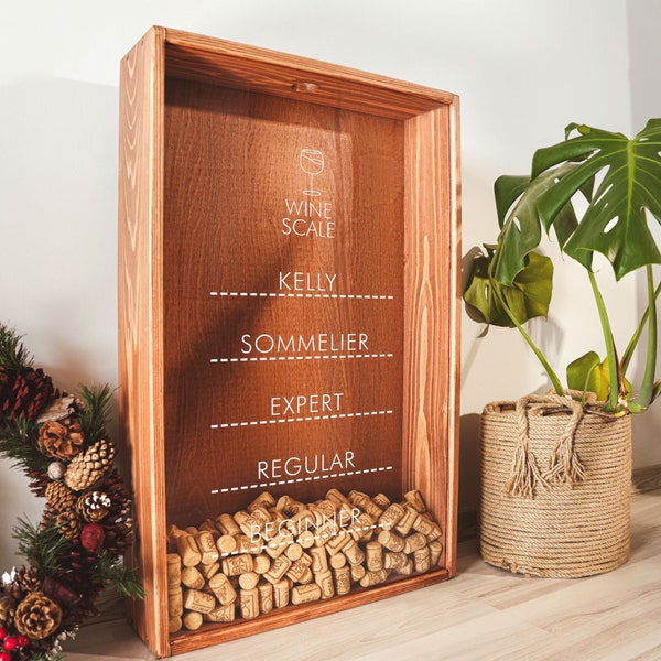 Regalo divertido personalizado para pareja titular de corcho de vino, caja de corcho de memoria, regalo de Navidad decoración rústica del hogar, regalo de inauguración de la casa, regalo de nuevo hogar