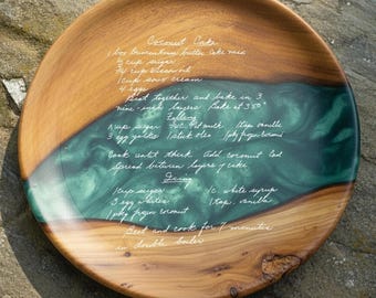Custom Handwritten Recipe Resin Epoxy Platter: Personalized Family Heirloom Gift