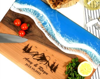 Personalized Epoxy Resin Cutting Board, Personalized Live Edge Walnut Board, Newly Wed Gifts, New Home Owner Gift, Housewarming Gifts