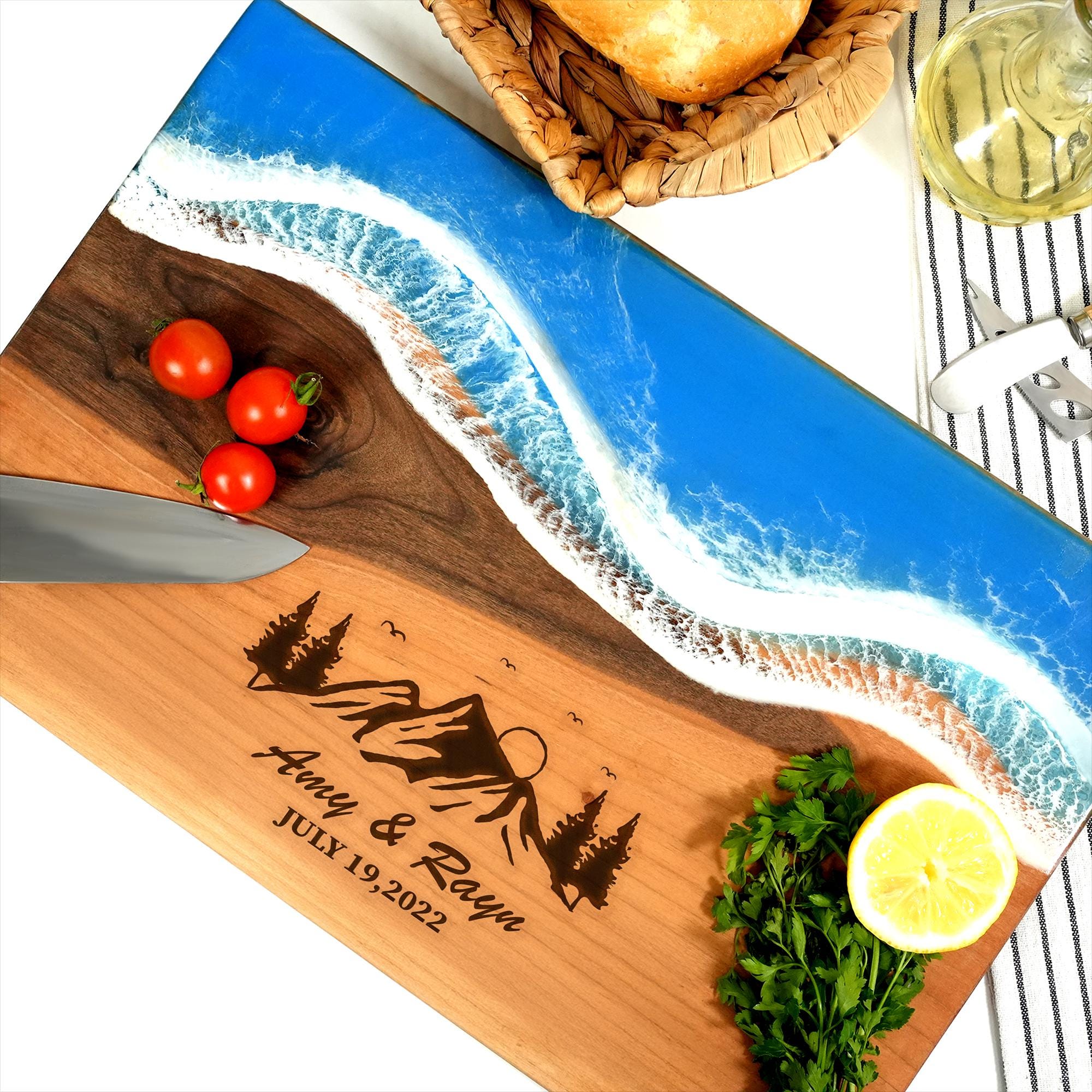 Personalized Epoxy Resin Cutting Board, Personalized Live Edge