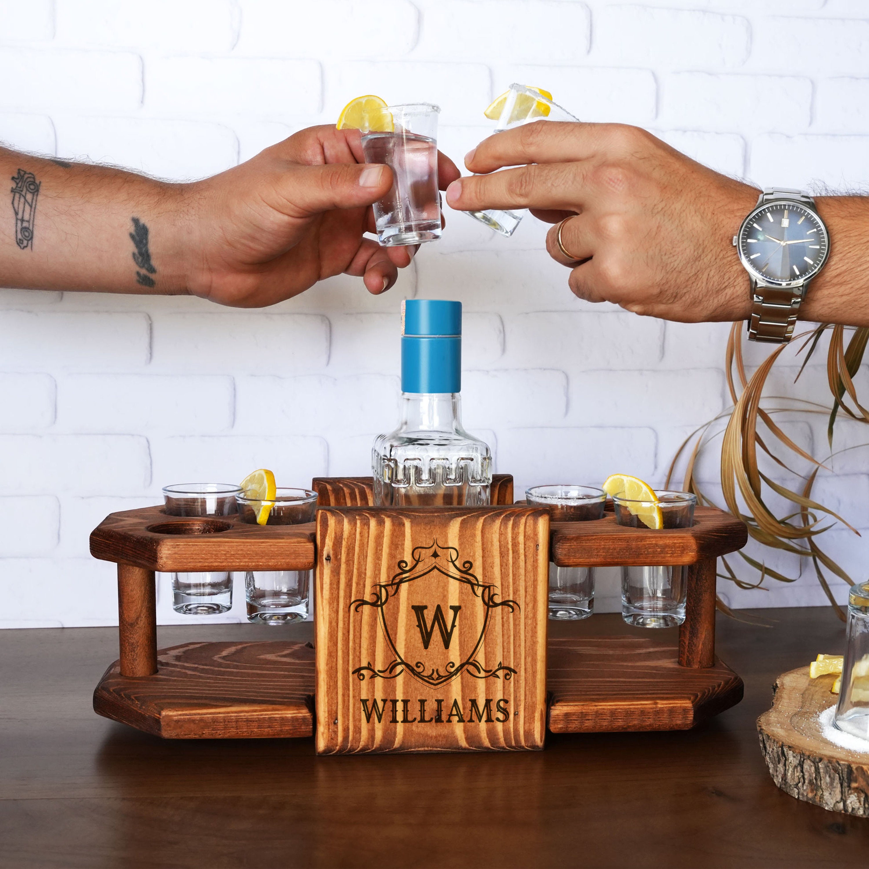 Personalized Engrave Tequila Shot Wooden Board, Housewarming Gift, New Home Gift, Wedding Gift, Engagement Gift, Bride Gift, Tequila Flight