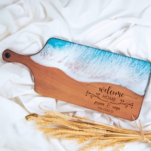 Resin Walnut Live Edge Charcuterie Cheese Board, Custom Beach House Decor, Custom Cutting Board Housewarming Gift, New House Gift, New Home