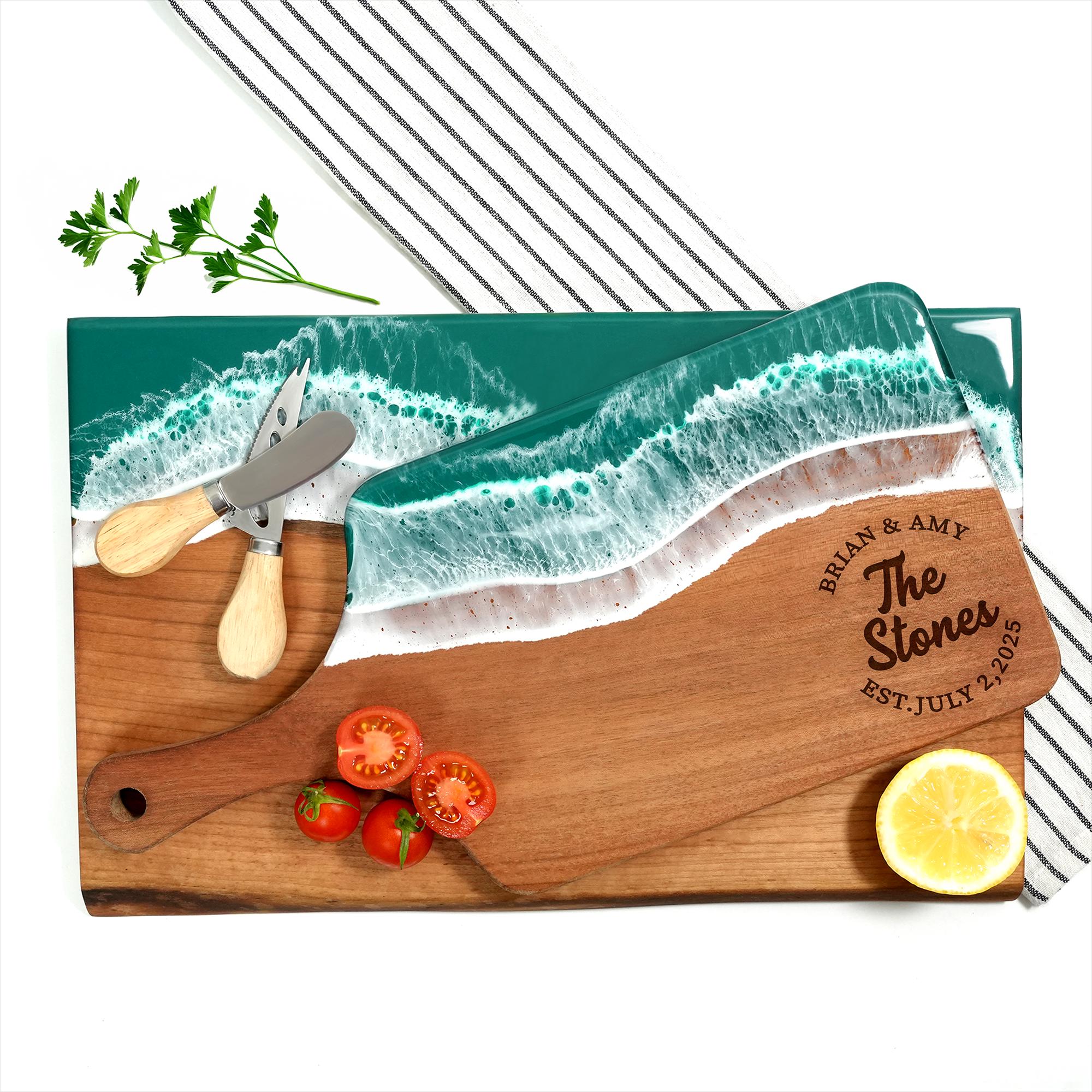 Personalized Resin Ocean Cutting Board, Christmas Gift for Couple ...