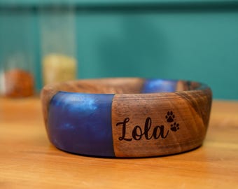 Handmade Resin Wooden Dog or Cat Food Dishes: Personalized Small Pet Feeder