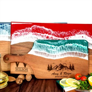 Personalized Epoxy Resin Cutting Board, Personalized Live Edge Walnut Board, Newly Wed Gifts, New Home Owner Gift, Housewarming Gifts