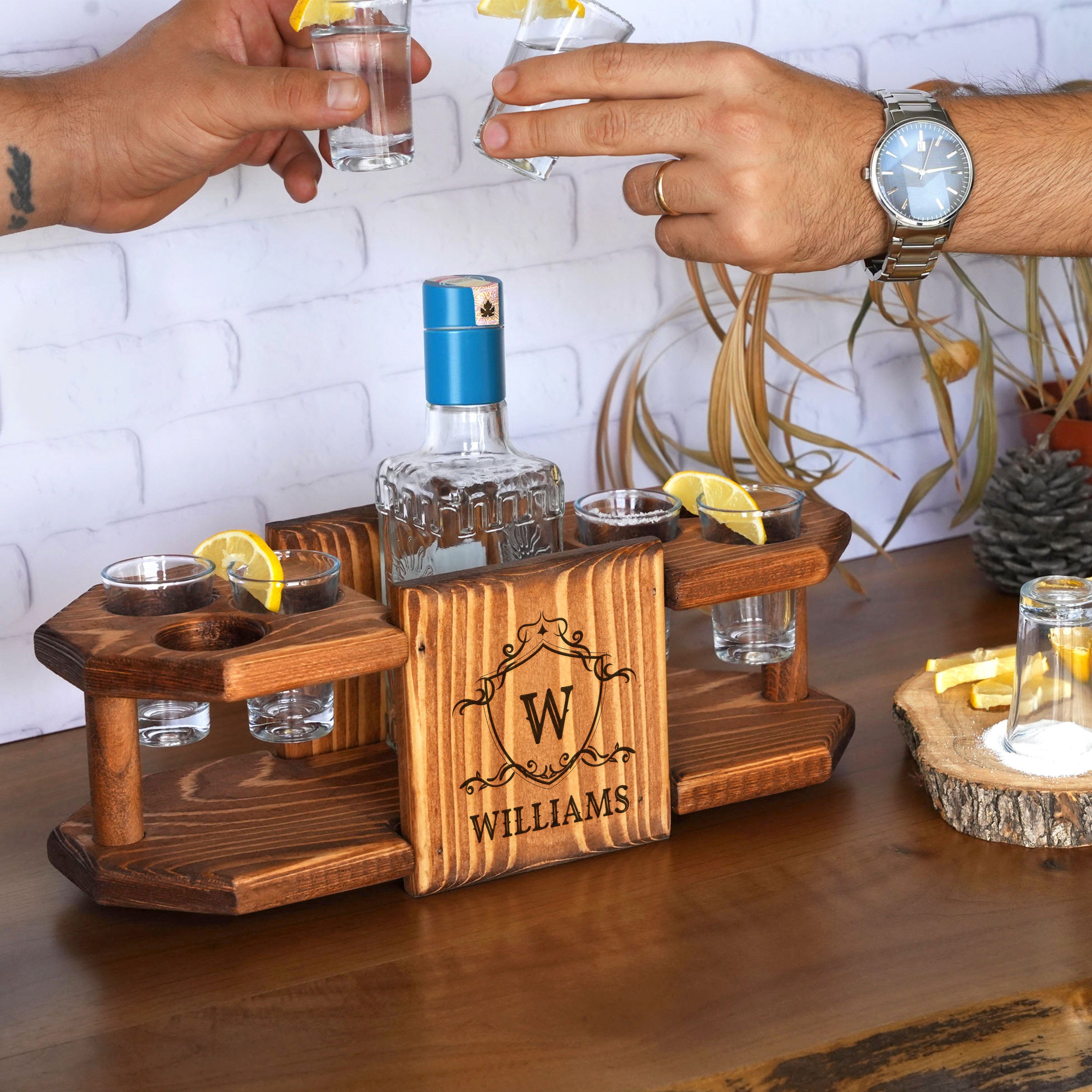 Personalized Engrave Tequila Shot Wooden Board, Housewarming Gift, New Home Gift, Wedding Gift, Engagement Gift, Bride Gift, Tequila Flight