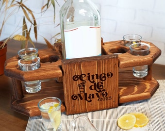 Pesonalized Wooden Tequila Board, Cinco De Mayo Decorations, Custom Tequila Board with Shot Glasses, Cinco De Mayo Bachelorette Party Decor