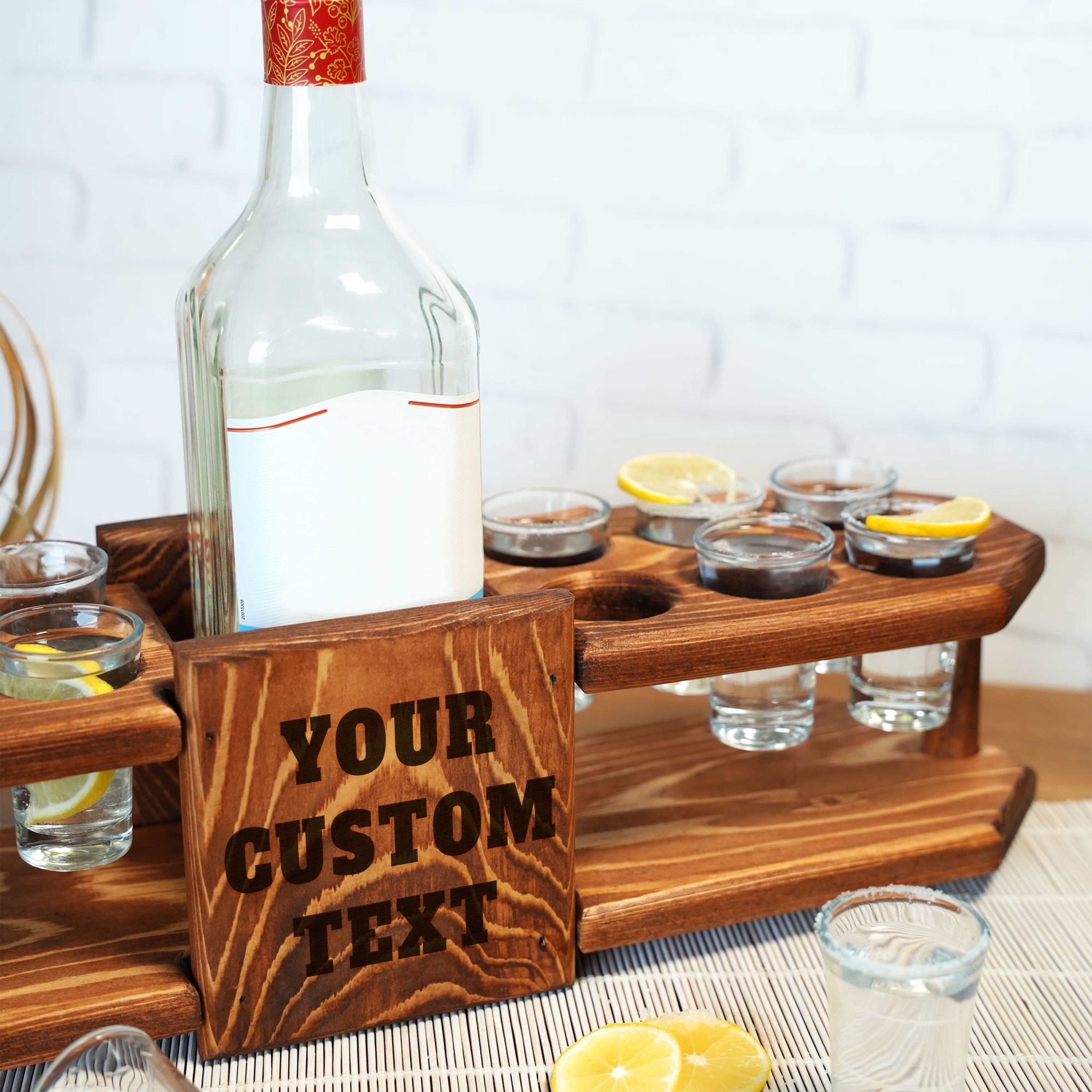 Personalized Engrave Tequila Shot Wooden Board, Housewarming Gift, New Home Gift, Wedding Gift, Engagement Gift, Bride Gift, Tequila Flight