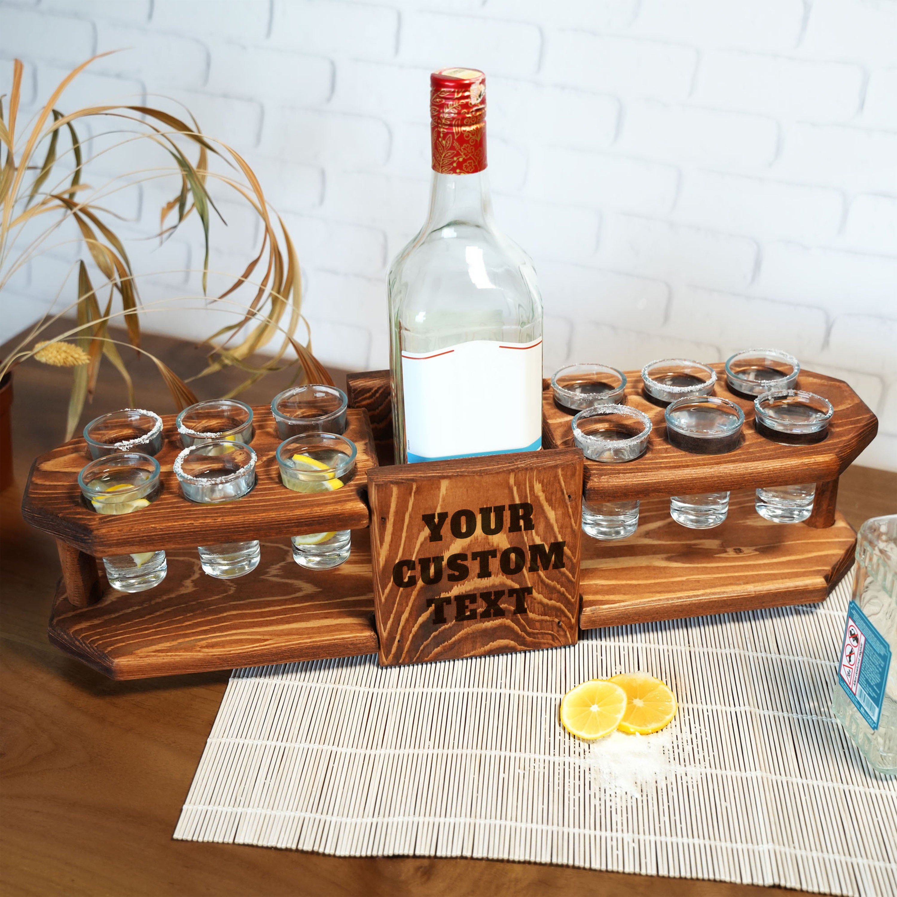 Personalized Engrave Tequila Shot Wooden Board, Housewarming Gift, New Home Gift, Wedding Gift, Engagement Gift, Bride Gift, Tequila Flight
