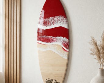 Wood & Resin Surfboard Wall Art: Personalized Coastal Decor, Beach Housewarming Gift