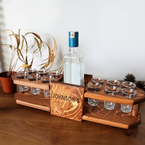 Personalized Engrave Tequila Shot Wooden Board, Housewarming Gift, New Home Gift, Wedding Gift, Engagement Gift, Bride Gift, Tequila Flight