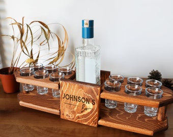 Personalized Engrave Tequila Shot Wooden Board, Housewarming Gift, New Home Gift, Wedding Gift, Engagement Gift, Bride Gift, Tequila Flight