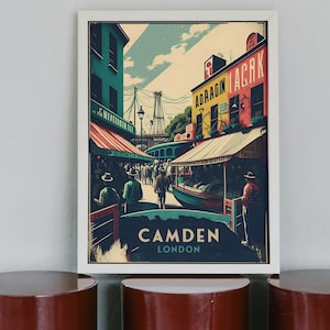 Vintage London Market Art | Camden Lock Print | UK Alternative Decor | Music Lover Gift | Instant Download