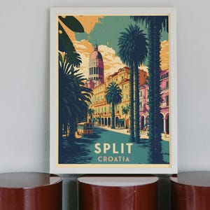 Retro Croatia Print | Split Wall Art | Minimalist Adriatic Decor | European Souvenir | ArtfulDan