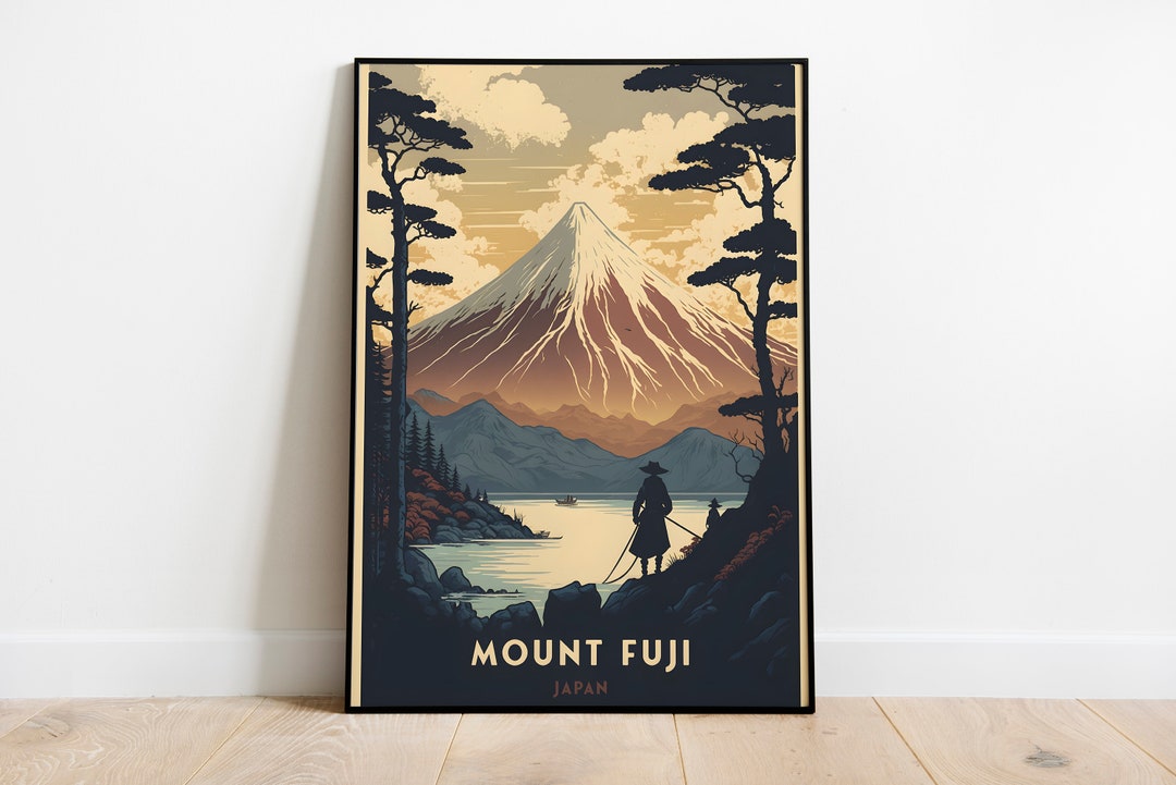 Mount Fuji Japan Vintage Travel Poster | Retro Wall Art | Home Decor ...