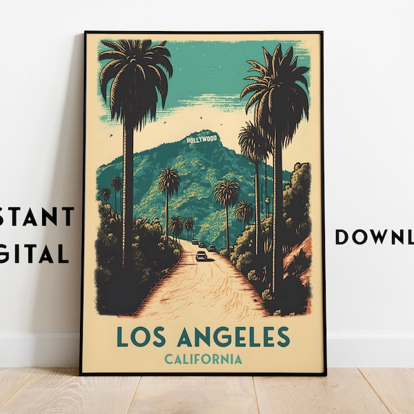 Los Angeles California Travel Poster | Vintage Wall Art | Instant Download