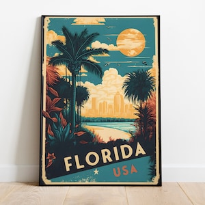 Florida Travel Poster | USA | Retro Wall Art | Home Decor | Unique Gift Idea | 12"x18"