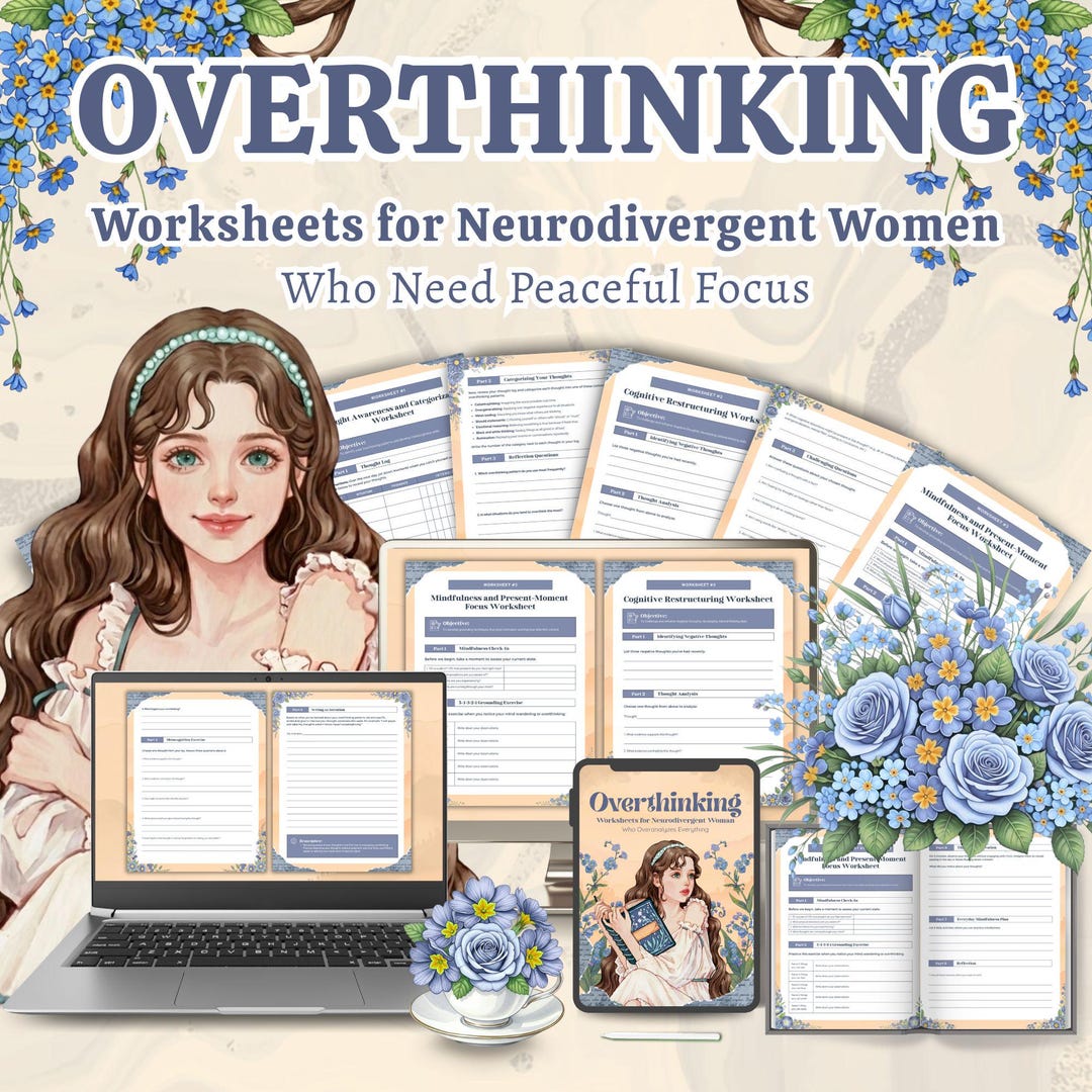 Adhd Overthinking Overthinking Worksheets for ADHD & Autistic Women | Anxiety Relief ...