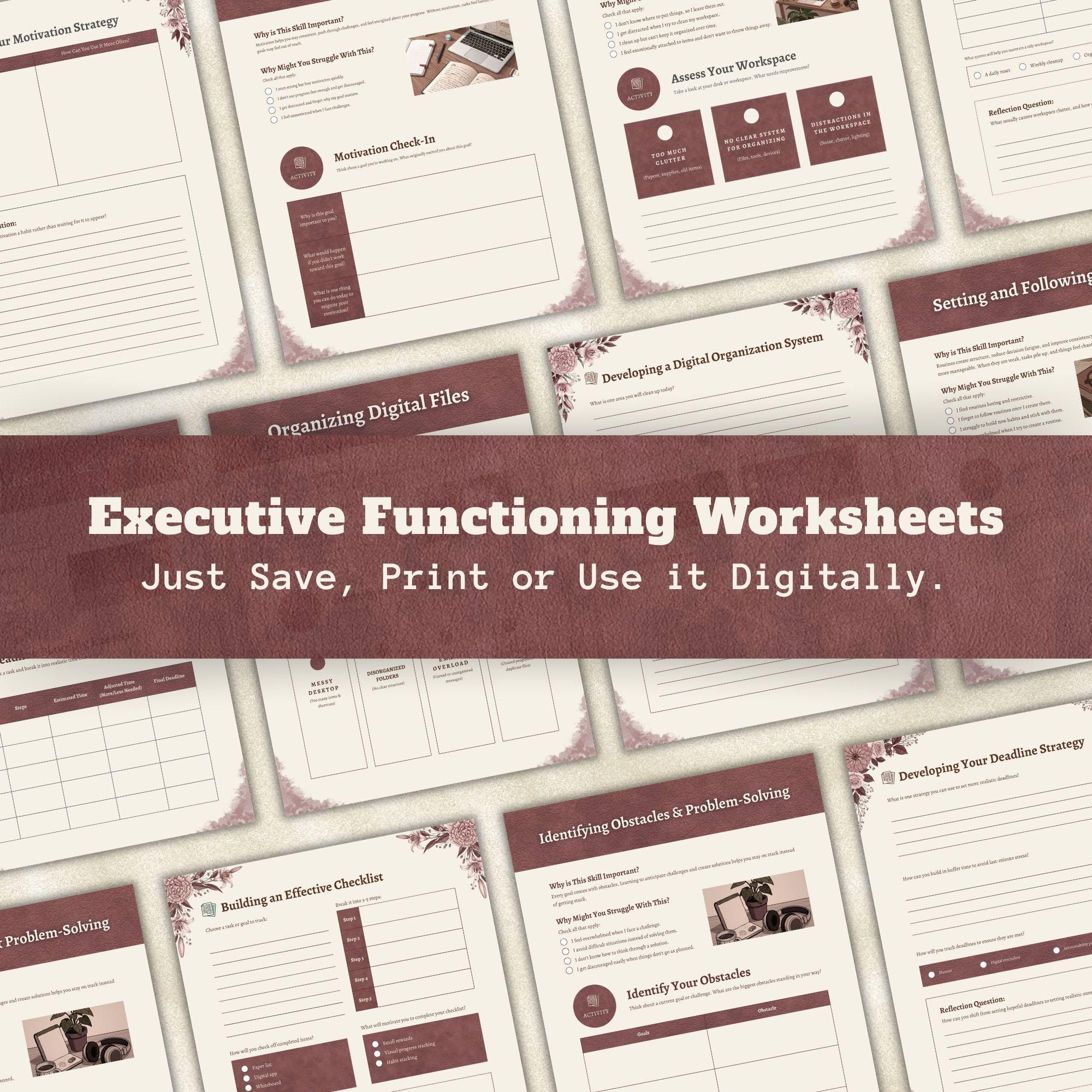 Executive Functioning Worksheets for ADHD & Autistic Women ...