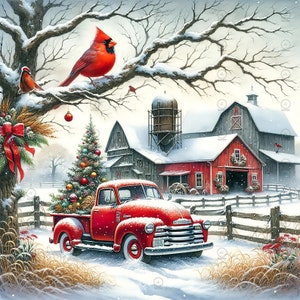 Ontwerp kerstsnijplank downloaden, vintage vrachtwagen glazen snijplank, afdrukbaar digitaal png-bestand