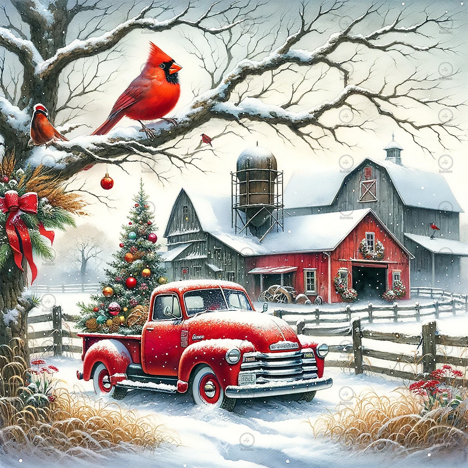 Christmas Cutting Board Design Download, Vintage Truck Glass Cutting ...