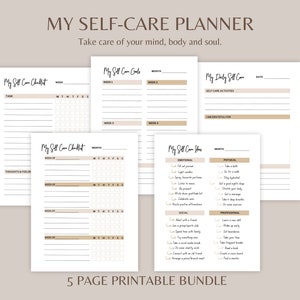 Digital Self-Care Planner Checklist Planner for Mental Health, Daily Gratitude | Wellness, Well-being & Mindfulness Journal | Self-Love Plan