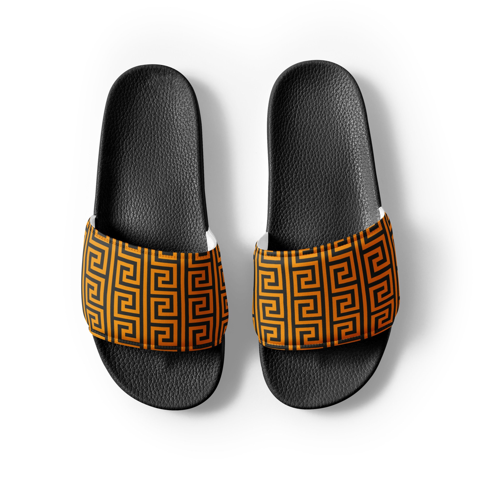 Italian Luxe Print Slides, Stylish Faux Leather Italian Luxe Slides, Handcrafted Italian Luxe Print, Sustainable Products, Gift for Him