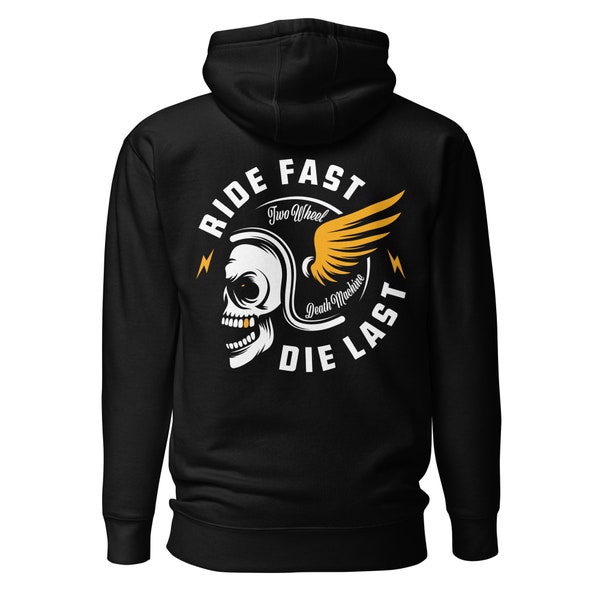 Ride Fast Die Last Premium Hoodie, Viclero Cotton Hoodie, Motorcycle Clothing, Cafe Racer, Moto, Vintage T-shirt, Mens Clothes, Biker Dad