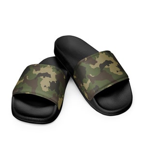 Comfortable Camouflage Slides, Soft Faux Leather Strap, Comfy Camo Slides, Slippers, Gift Slippers, Unique Gift for Servicemen