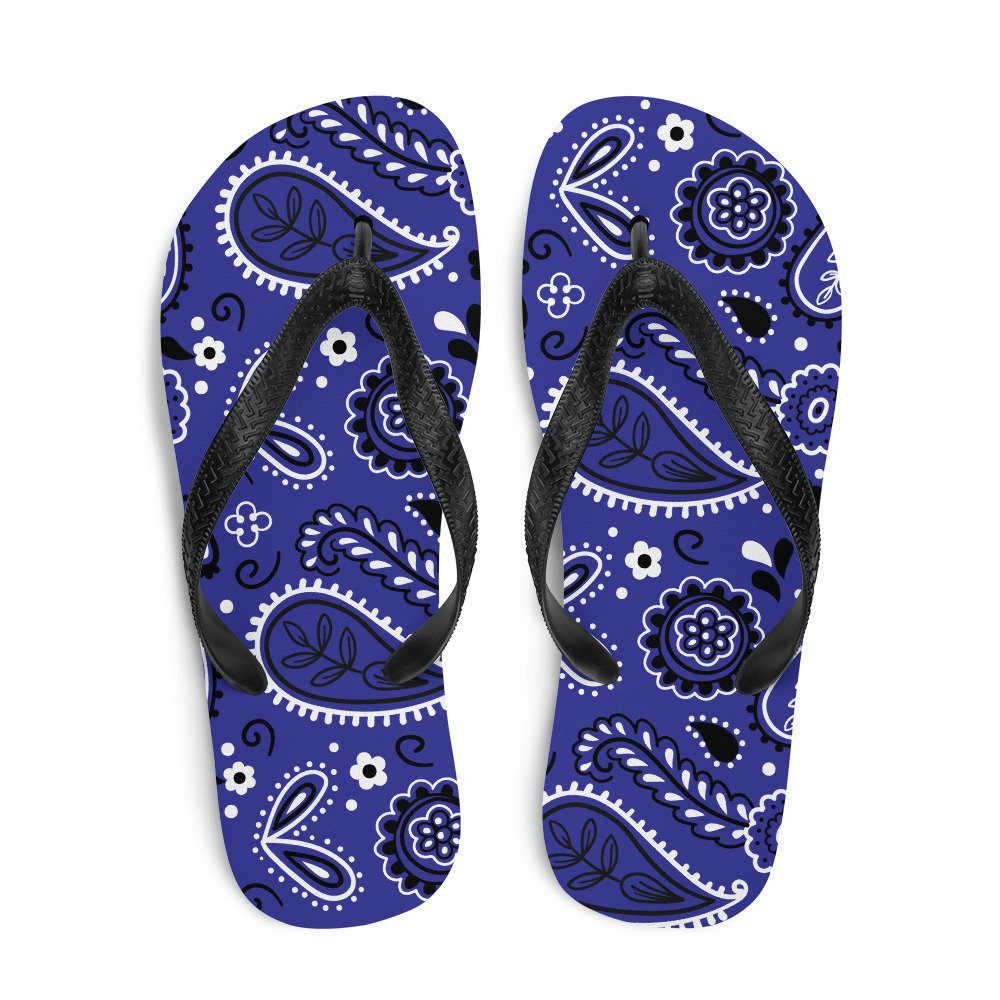 Blue Bandana Flip Flops Cholo Shoes Shower Flip Flops Sandals