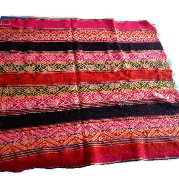 Peruvian Aguayo Handwoven Multicolor Wool, Geometric Figures - Spiritual Ritual and Cultural Heritage