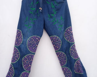 Hand Embroidered Shipibo Pants for Women Amazon Jungle