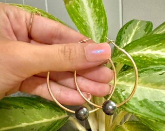 Pendientes de aro de perla