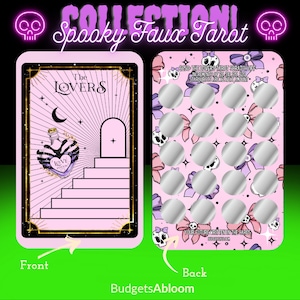 250 Défi d'économies à gratter | Insertion pour enveloppe pour reliure A5 | Collection de faux tarots effrayants | Squelettes d'Halloween roses mignons | Les Amants II