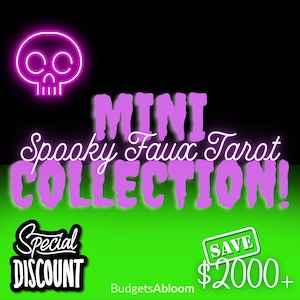 MINI COLLECTION de 8 pièces, 250 défi d'économie à gratter | Insertion pour enveloppe pour reliure A5 | Collection de faux tarots effrayants | Squelette d'Halloween
