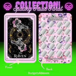 250 Défi d'économies à gratter | Insertion pour enveloppe pour reliure A5 | Collection de faux tarots effrayants | Oiseau rose mignon d'Halloween | Le corbeau