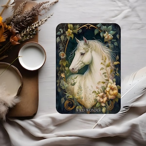 100 ou 250 défi d'épargne à gratter | Insertion pour enveloppe pour reliure A5 | Collection Royal White Fauna | Merveille sauvage | Cheval albinos royal