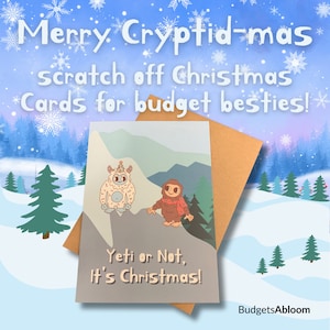 Défi d'économies à gratter pour carte de Noël Bestie à petit budget de 100 dollars | fonds | Grattez et économisez | Remise de Noël du Yeti Bigfoot