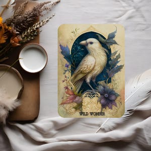 100 ou 250 défi d'épargne à gratter | Insertion pour enveloppe pour reliure A5 | Collection Royal White Fauna | Merveille sauvage | Corbeau albinos royal