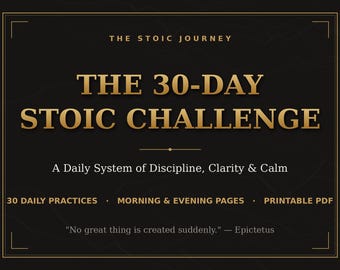 30 Day Stoic Challenge Journal Printable, Daily Stoicism Workbook PDF, Morning Evening Reflection, Marcus Aurelius Quotes, Self Improvement