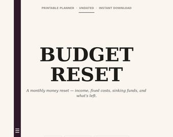 Budget Reset Planner | Monthly Money Tracker (US Letter PDF)