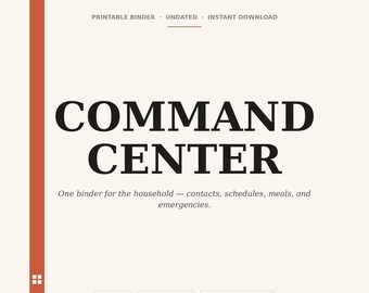 Minimalist Home Command Center Binder | Family Planner, Meal Plan (PDF Download)