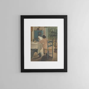 Vintage Art | Woman Reading Painting | Printable Art | Digital Download | Antique Home Decor | Neutral Colors | Wall Art