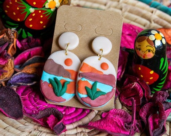 Sunshine Beach Clay Earrings | Beach Earrings | Sun Clay Earrings | Ocean Earrings| Gift For Her | Summer Earrings for Beach Trendy Earrings