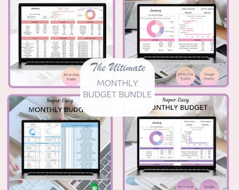 Monthly Budget Spreadsheet Bundle | Simple Annual Budget | Personal Finances | Google Sheets | Financial Planner | Habit Tracker | Fitness
